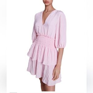 Maje Light Pink Rapapam Crinkled Dress